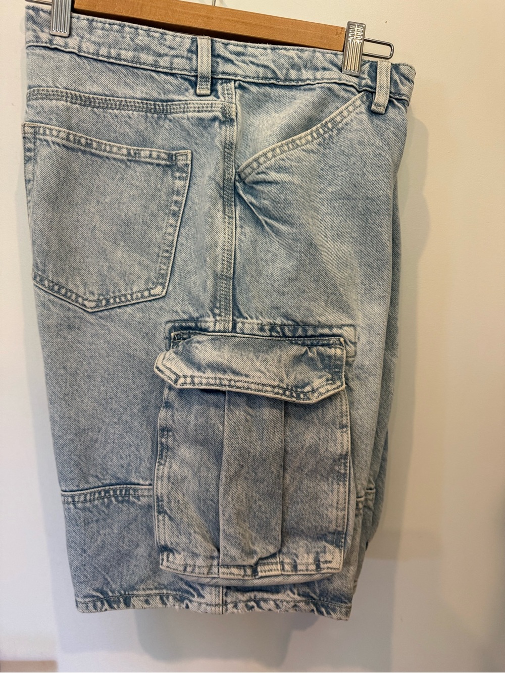 Zara Light Blue Denim Cargo Shorts - Men's